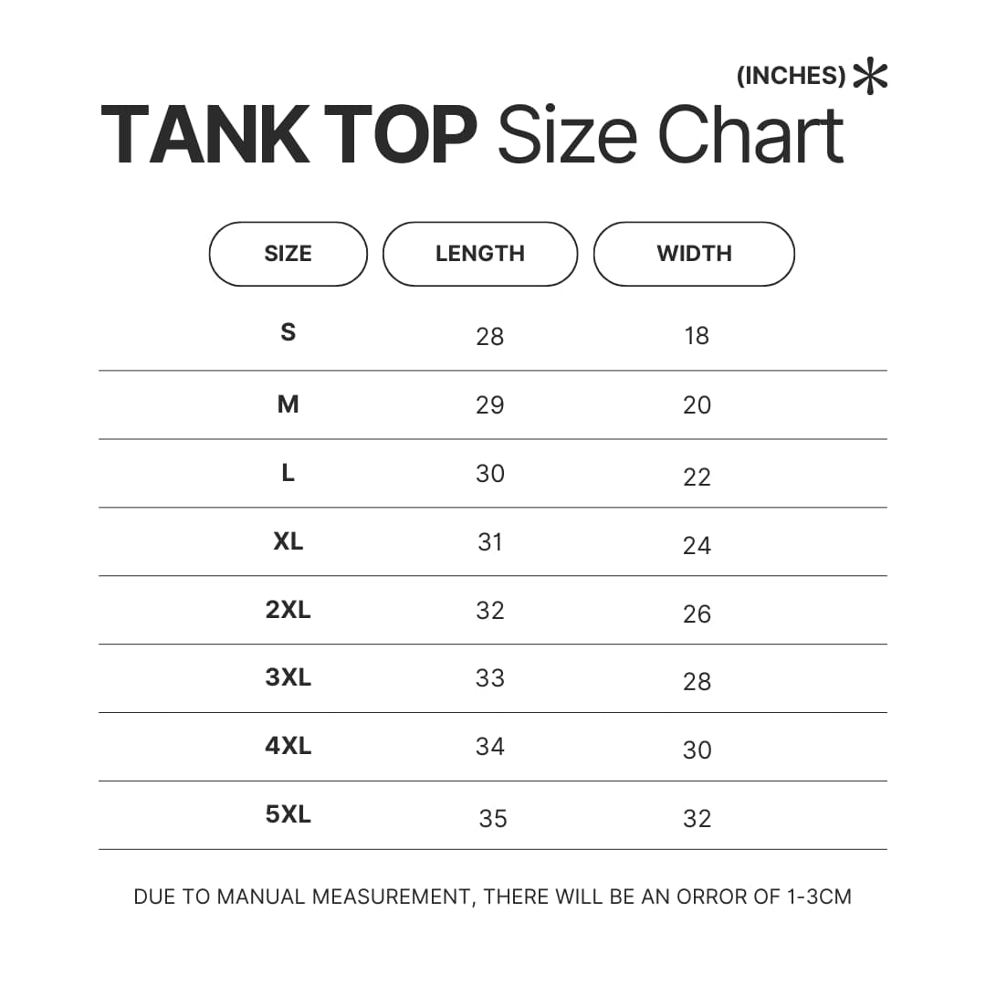 Tank Top Size Chart - Grand Blue Merch