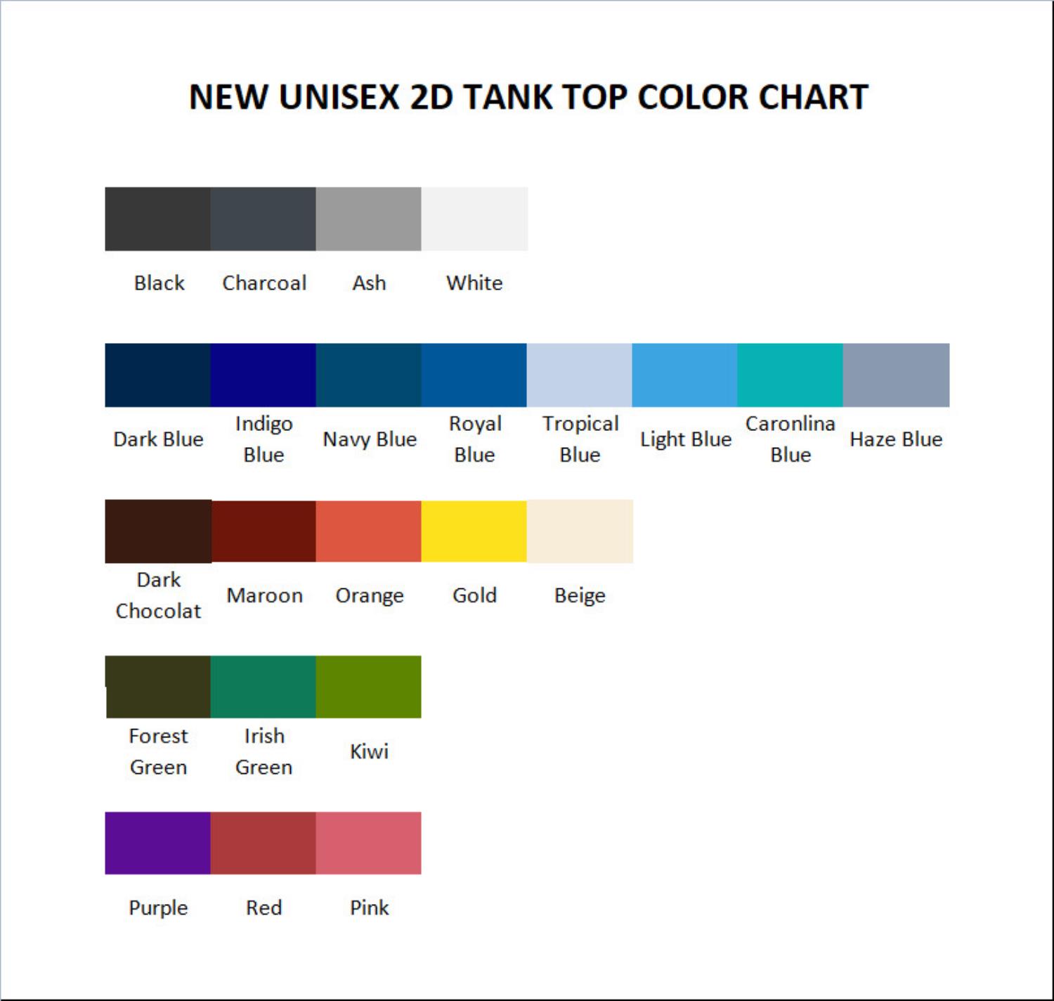 tank top color chart - Grand Blue Merch