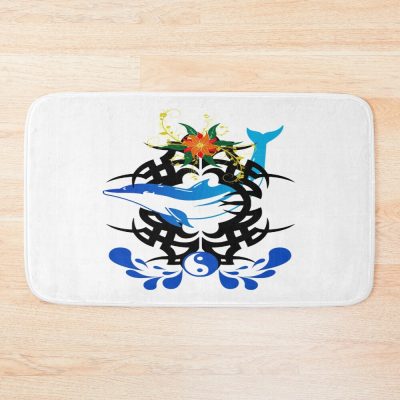 Tribal Symbol And Dolphin Bath Mat