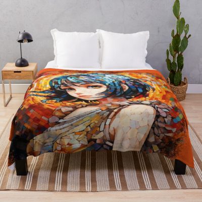 Anime Japanese Mosaic Girl Design Throw Blanket