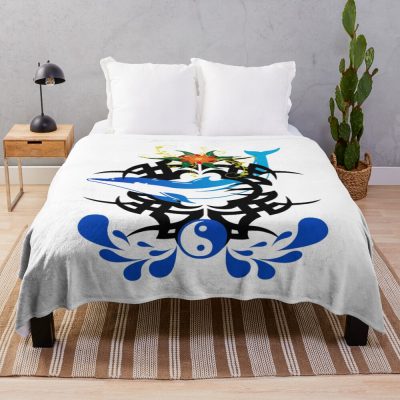 Tribal Symbol And Dolphin Throw Blanket