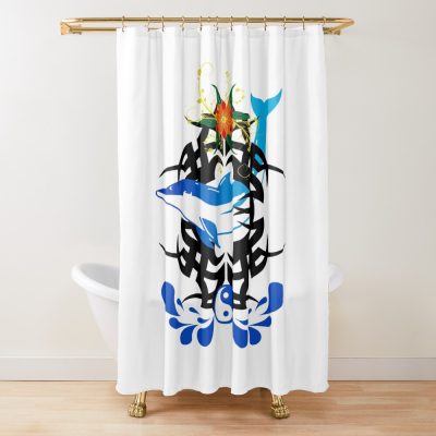 Tribal Symbol And Dolphin Shower Curtain
