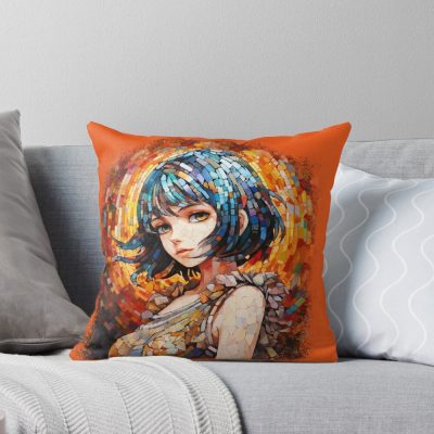 Anime Japanese Mosaic Girl Design Throw Pillow